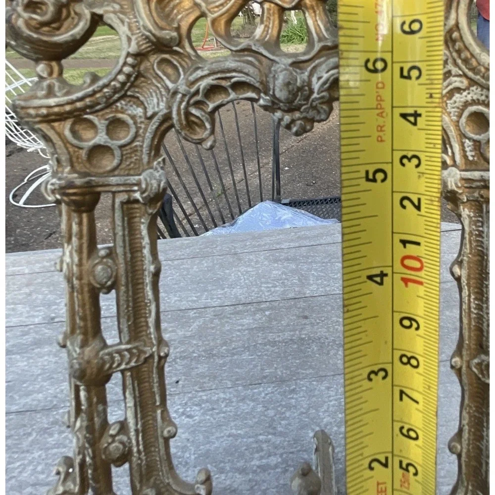 Rare Cherub Antique Ornate Cast Iron Angel Harp Picture Photo Frame 14